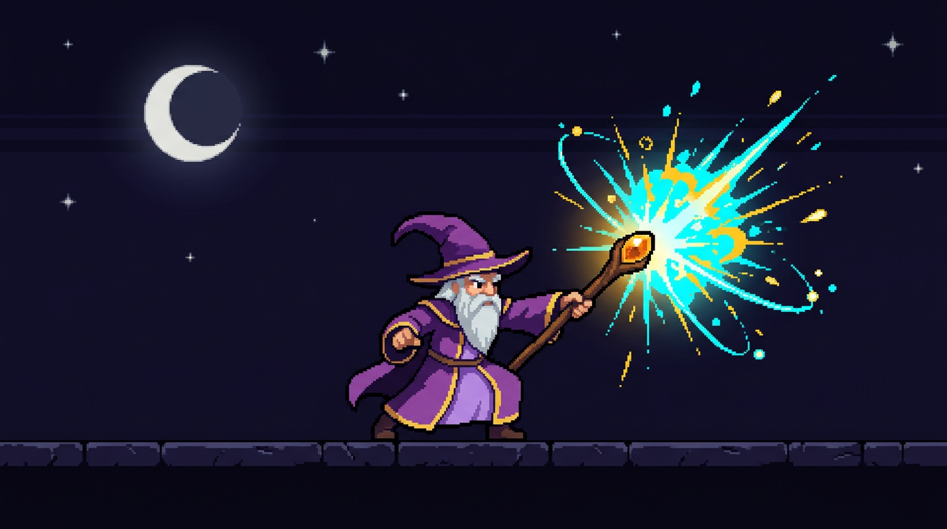 Source demonstration: Pixel Wizard Spell Animation