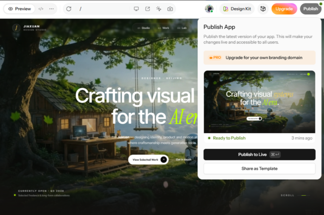 Publish the generated site from Enter Pro