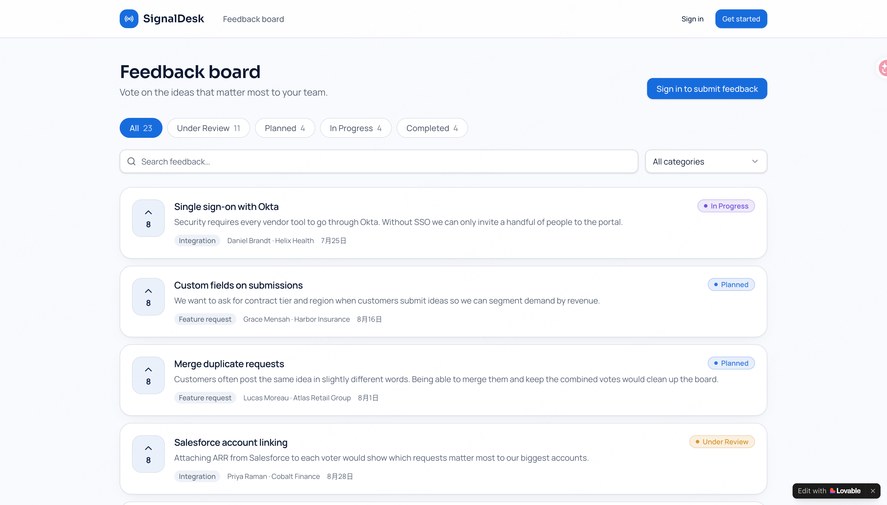 Example of a commercial SaaS dashboard from Lovable’s official template gallery. Source: Lovable.