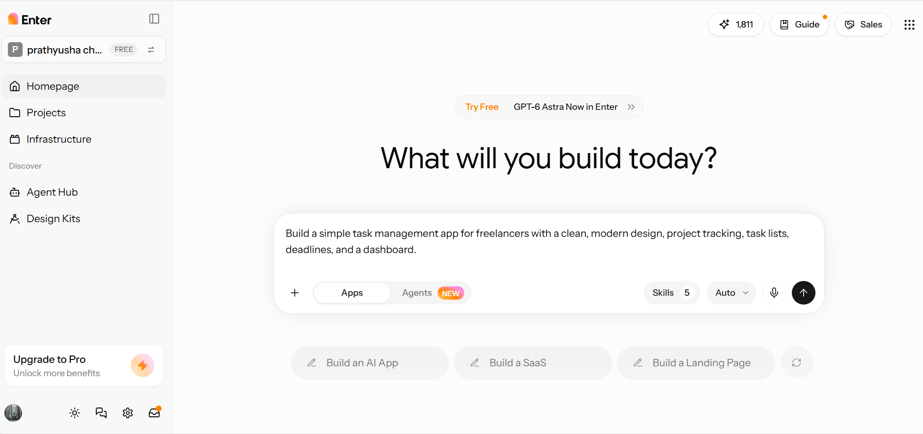 Décrivez votre application dans Enter Pro