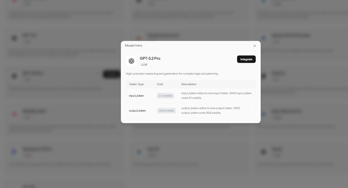 GPT‑5.2 Pro सिलेक्ट करें और रेट्स पढ़ें