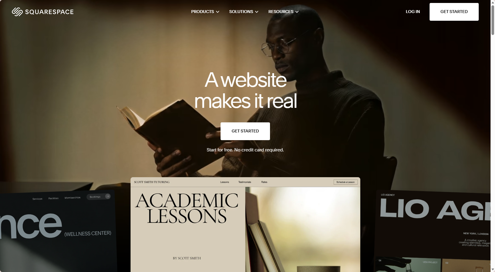 interface du site officiel Squarespace