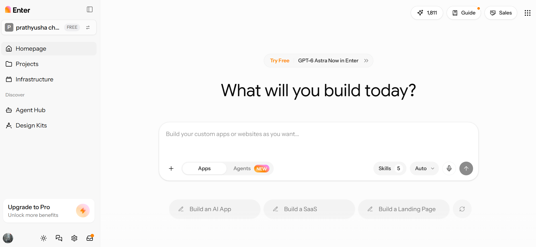 Interface d'Enter Pro