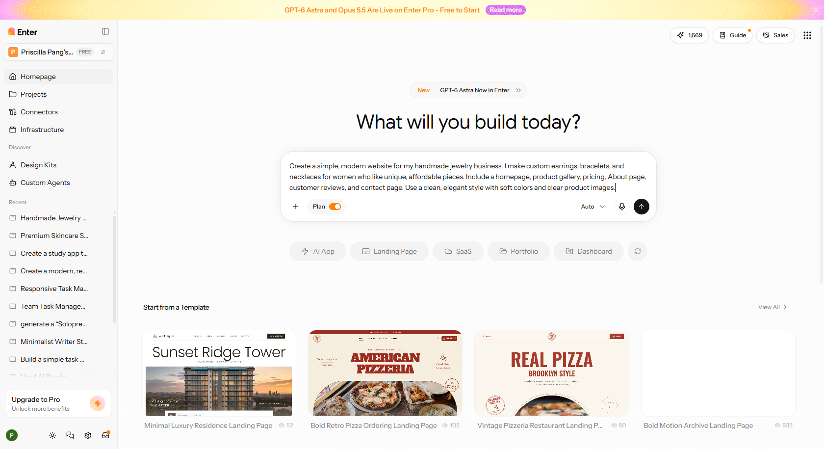 saisir une instruction de site dans Enter Pro