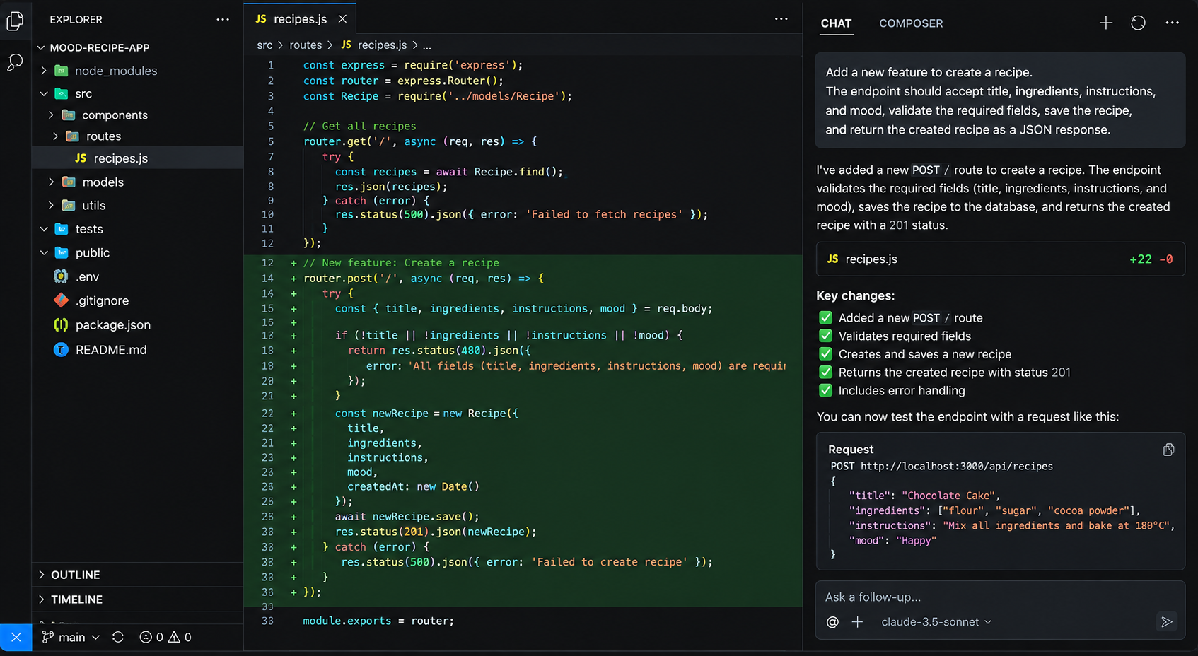 Construire de nouvelles fonctionnalités avec Cursor