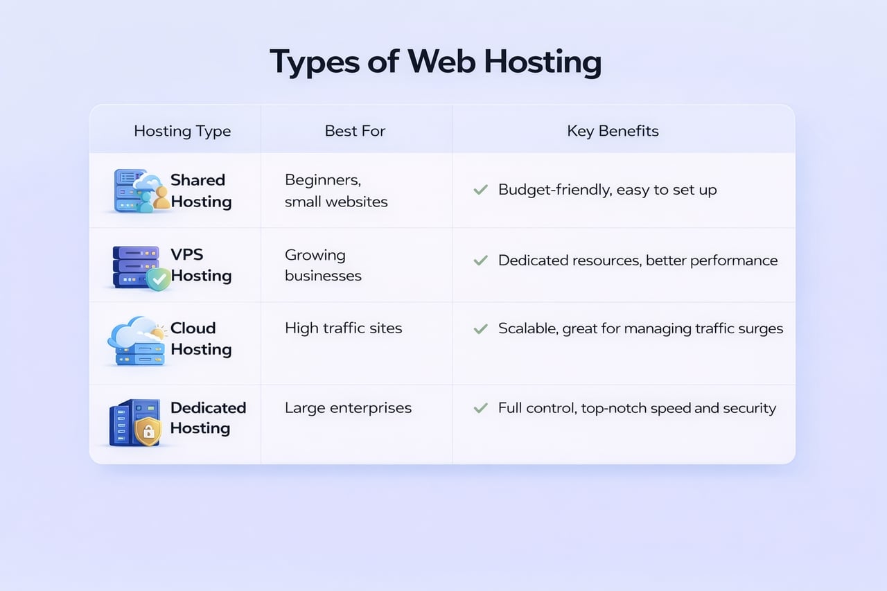 web hosting options at a glance