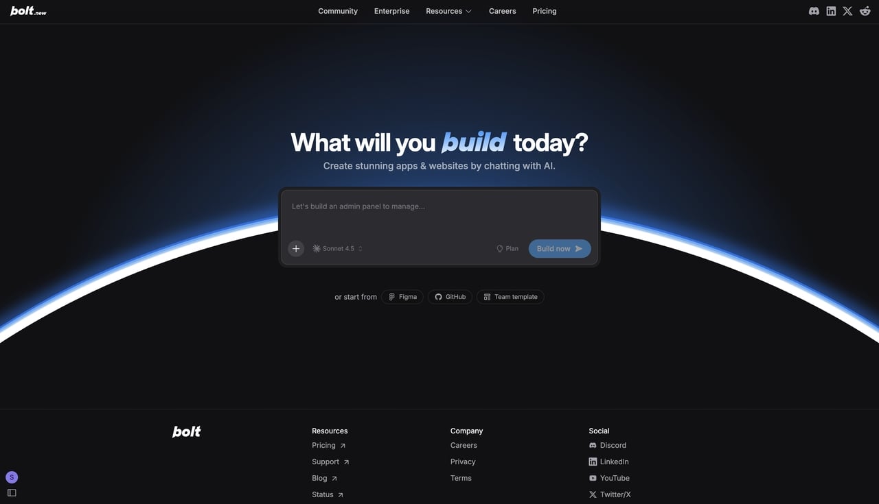 bolt.new interface
