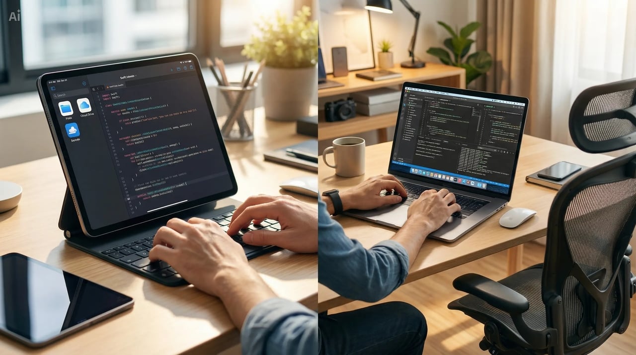 iPad Pro vs laptop coding comparison