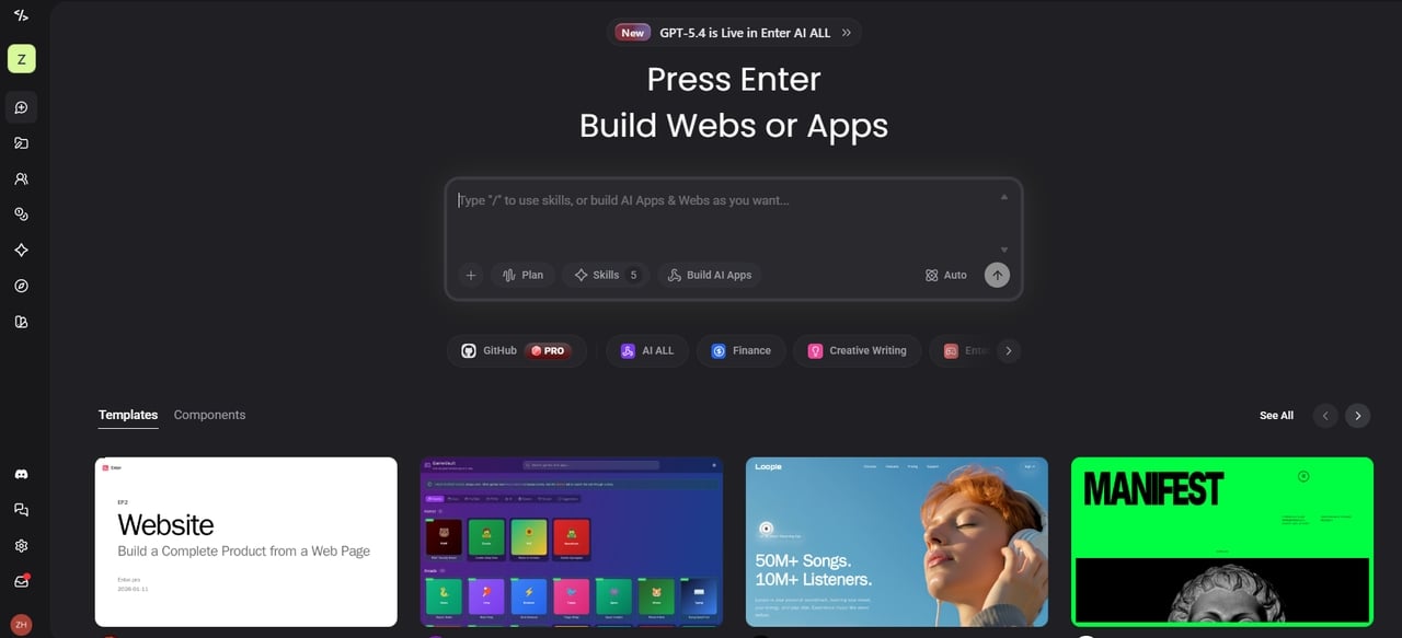 Enter Pro homepage