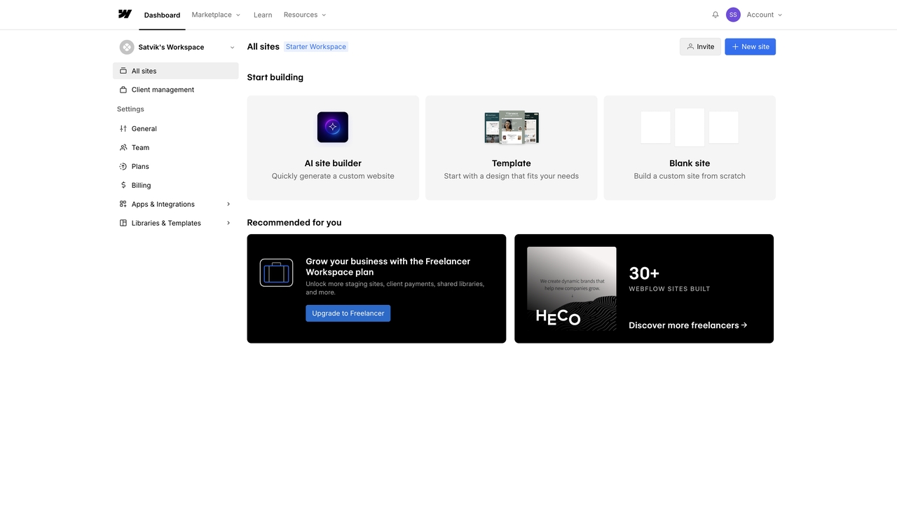 webflow homepage