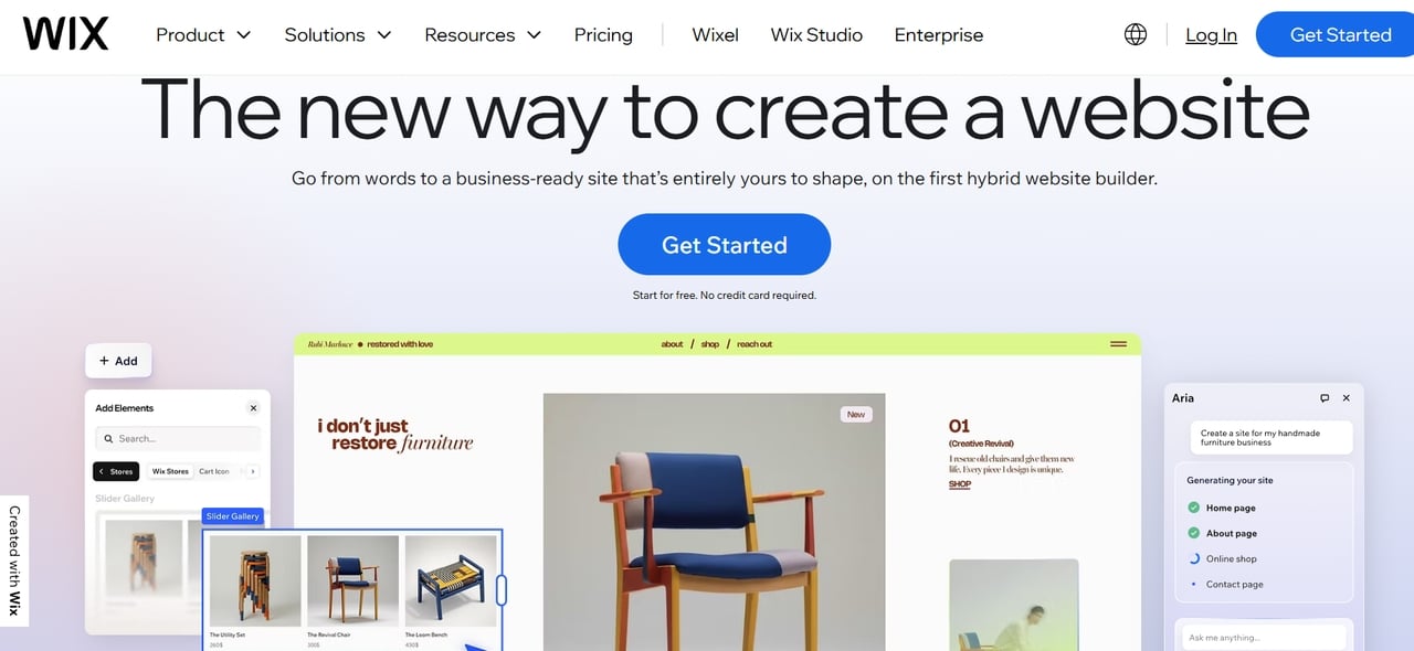 Wix homepage