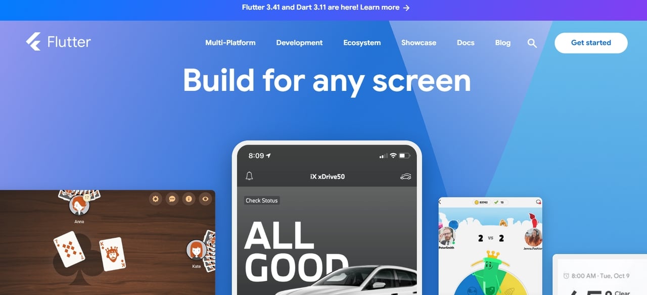 Flutter's homepage