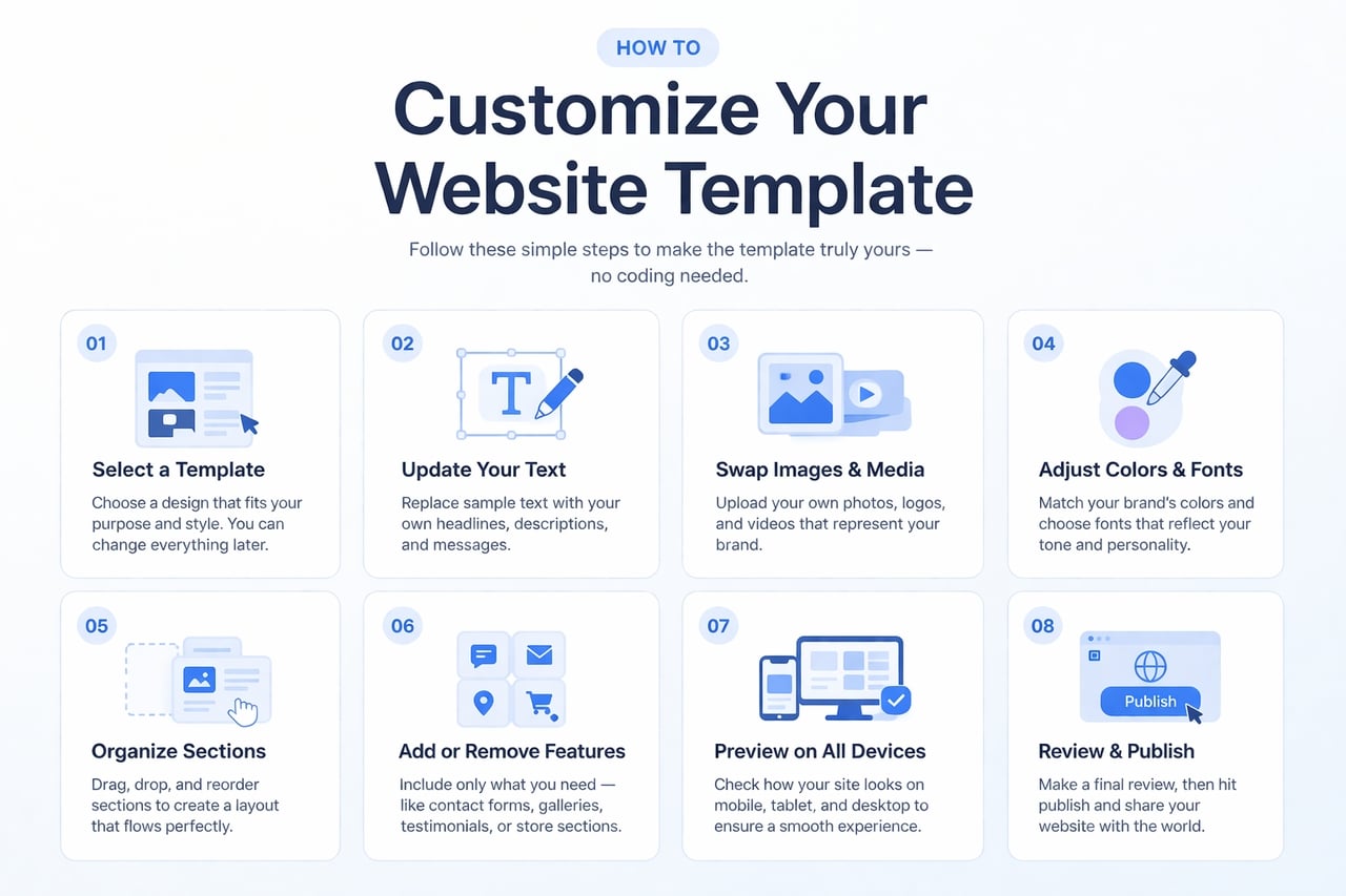 edit and personalize website templates