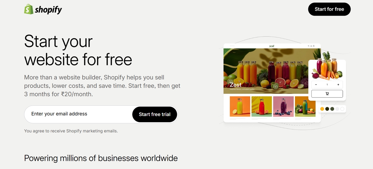 Shopify homepage