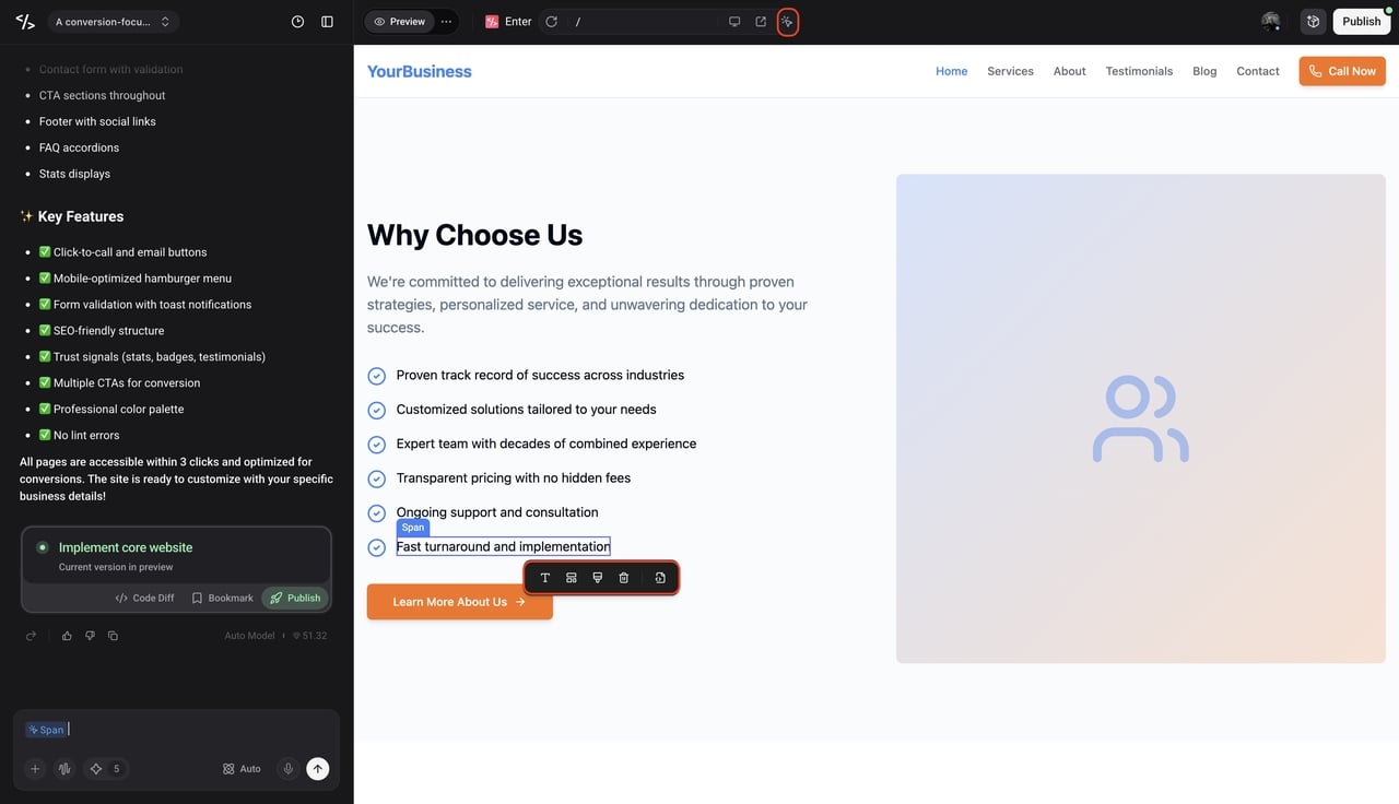 tweak with visual editor