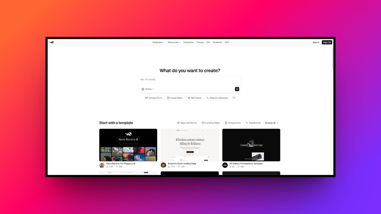 v0.dev interface