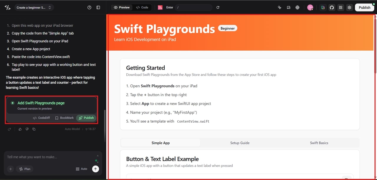 Test and publish the Swift project on iPad Pro