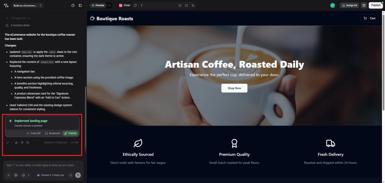 Publish the website