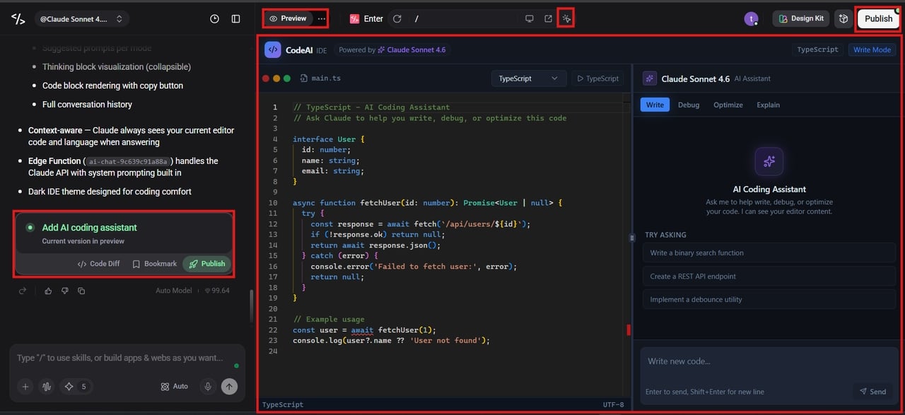 Finalizing and publishing generated code