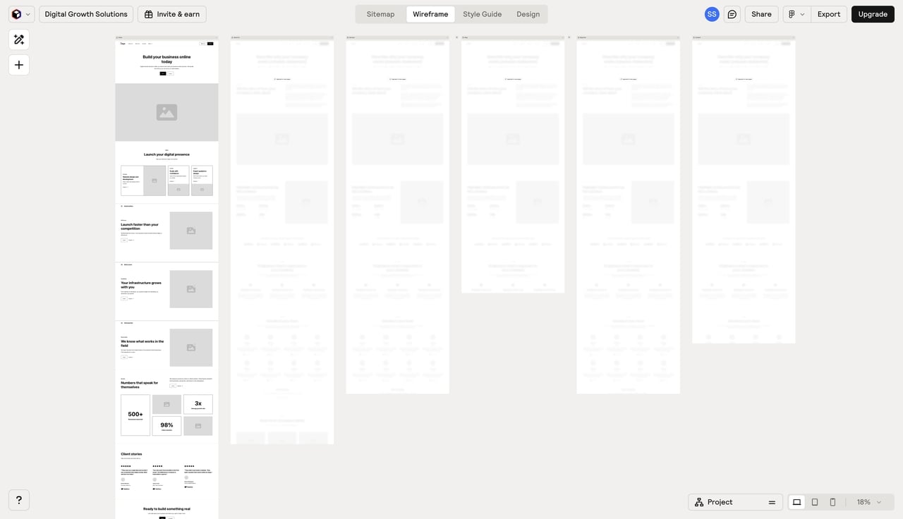 convert sitemap into wireframes