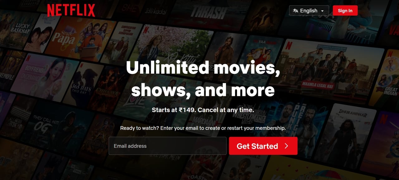 Landing page Netflix