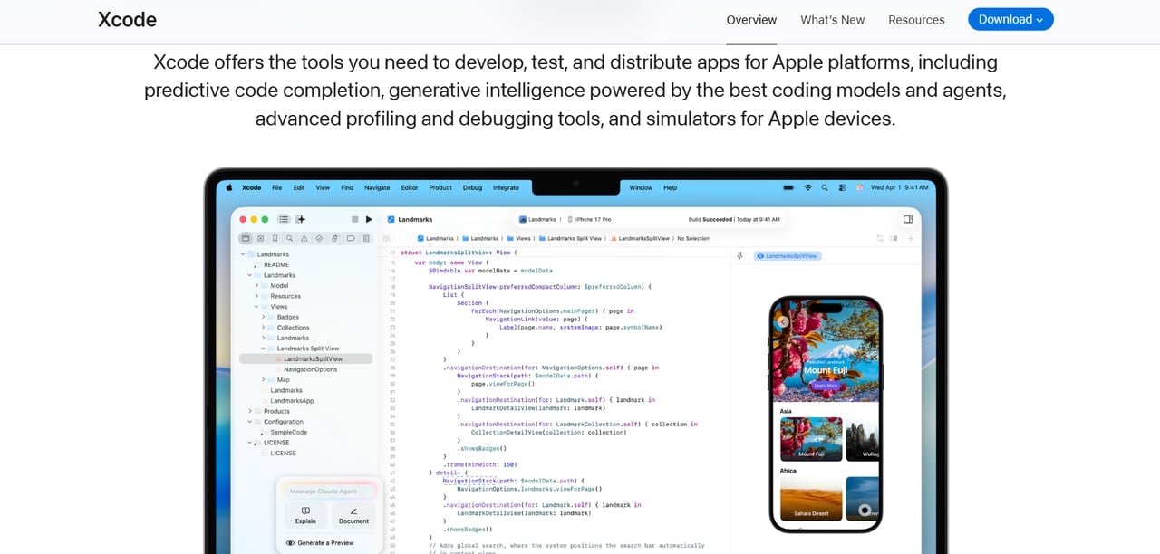 Xcode homepgae