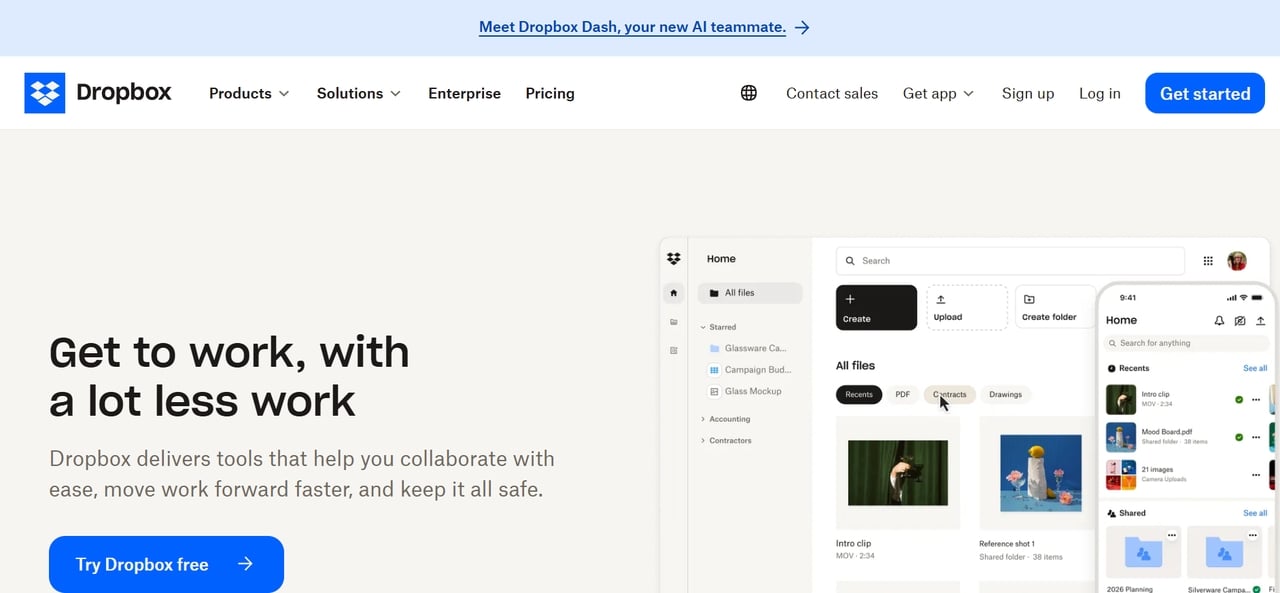 Landing page Dropbox