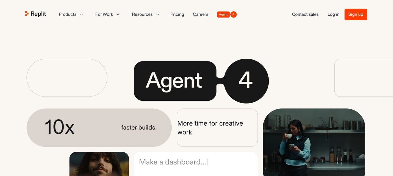 Replit Agent's homepage