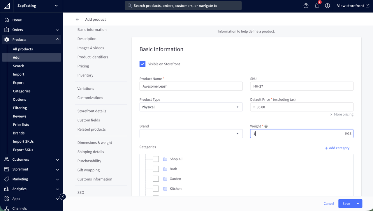 BigCommerce homepage