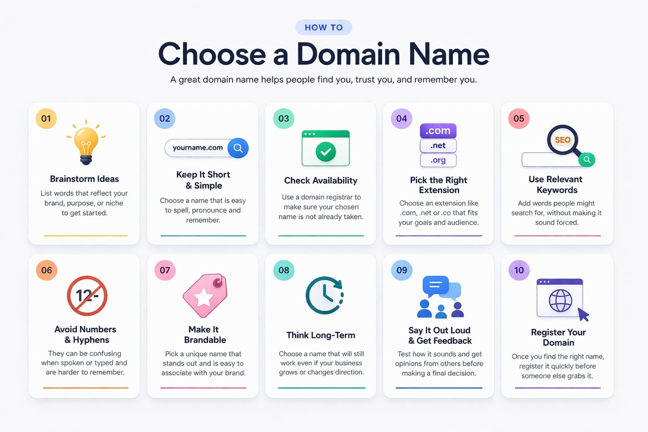 steps guide to choosing a perfect domain name