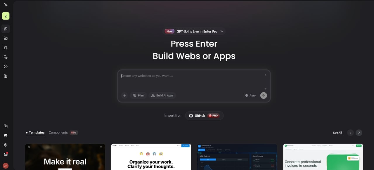 Enter's homepage