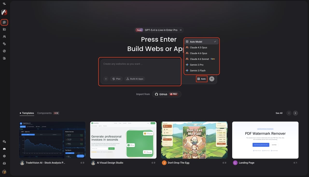 access Enter workspace and select ai model