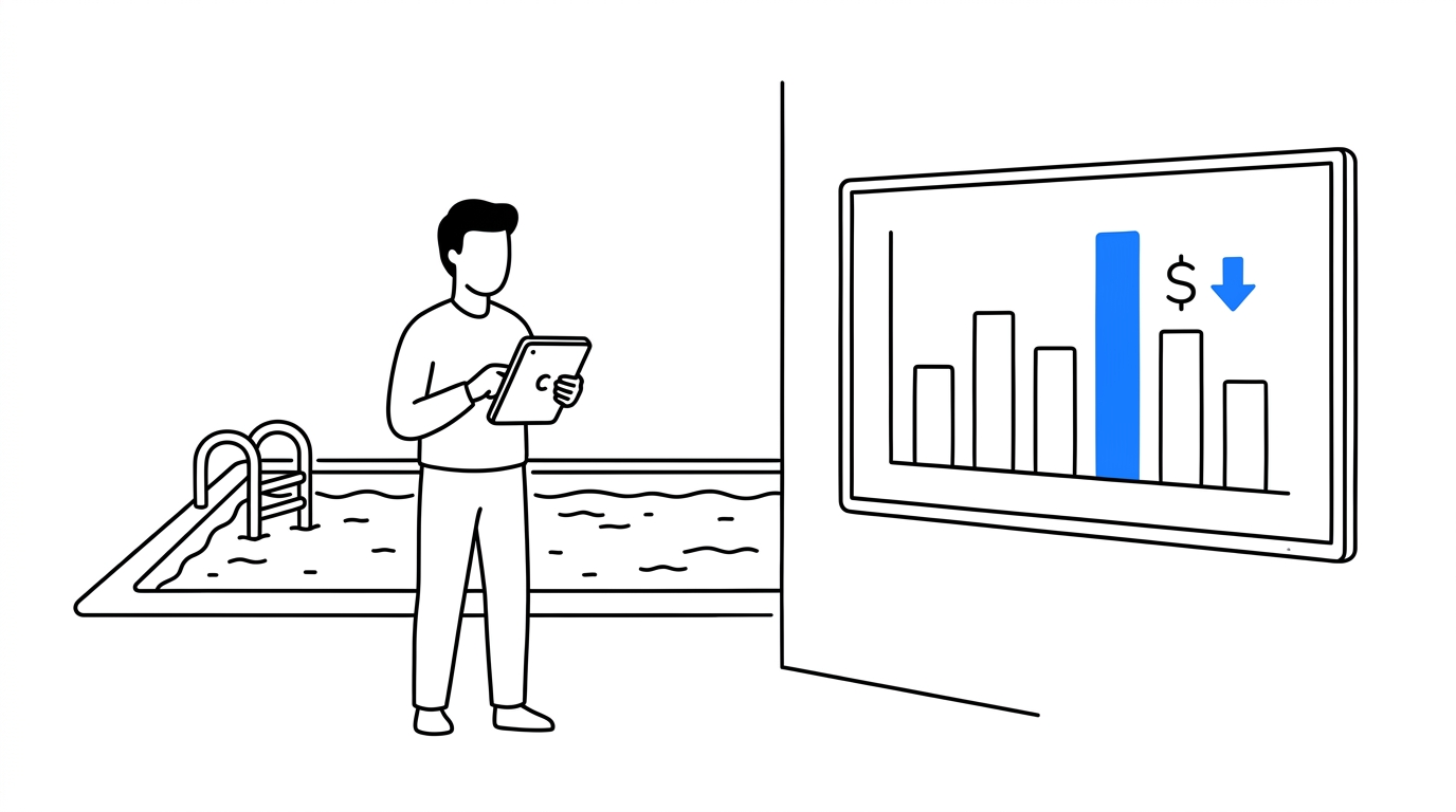 A founder reviewing a shortlist of AI-generated ad variants and a CTR scoring chart before launching a test