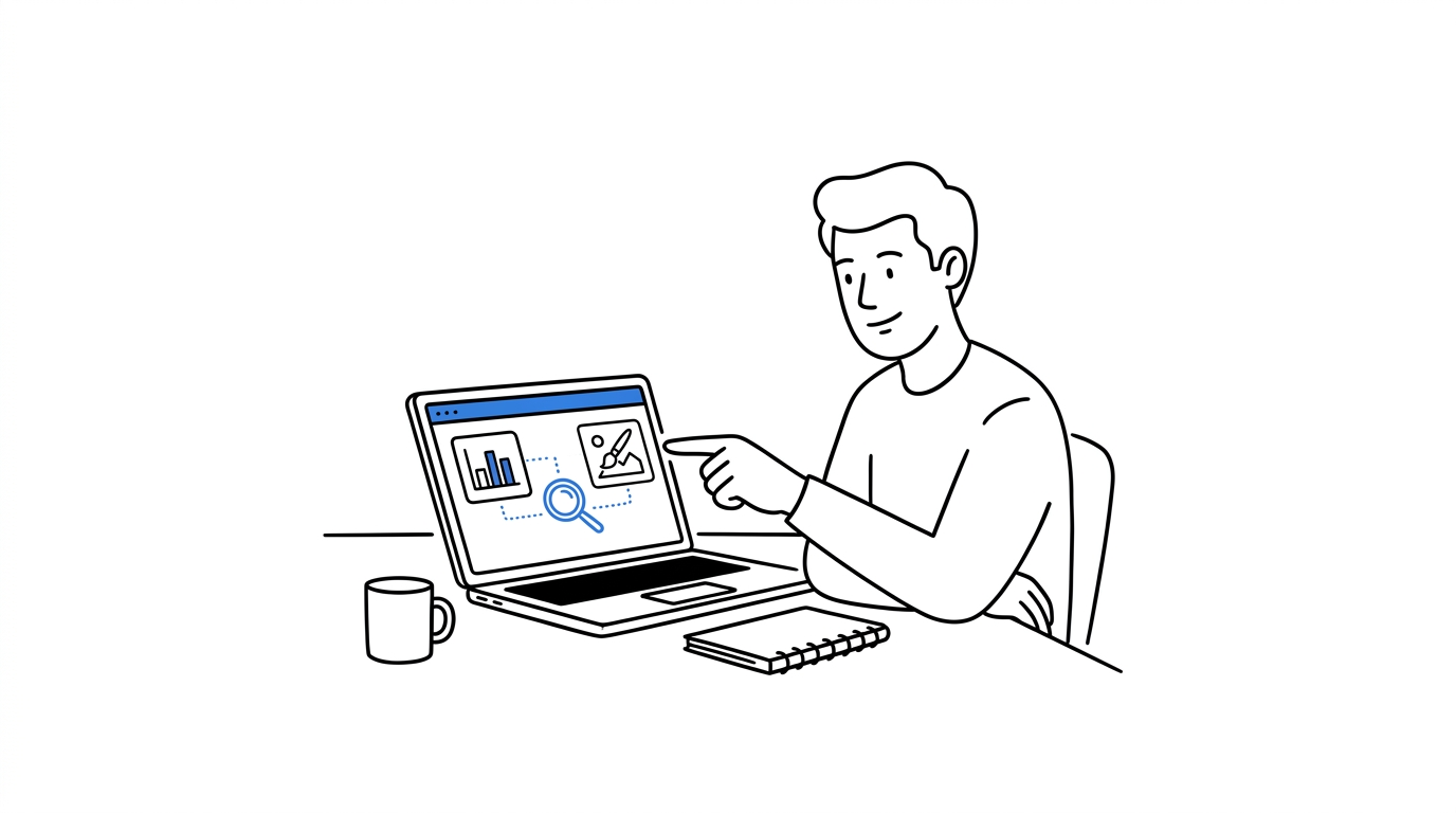 Person at a laptop reviewing a dashboard that diagnoses whether budget optimization or creative generation is the ad account bottleneck