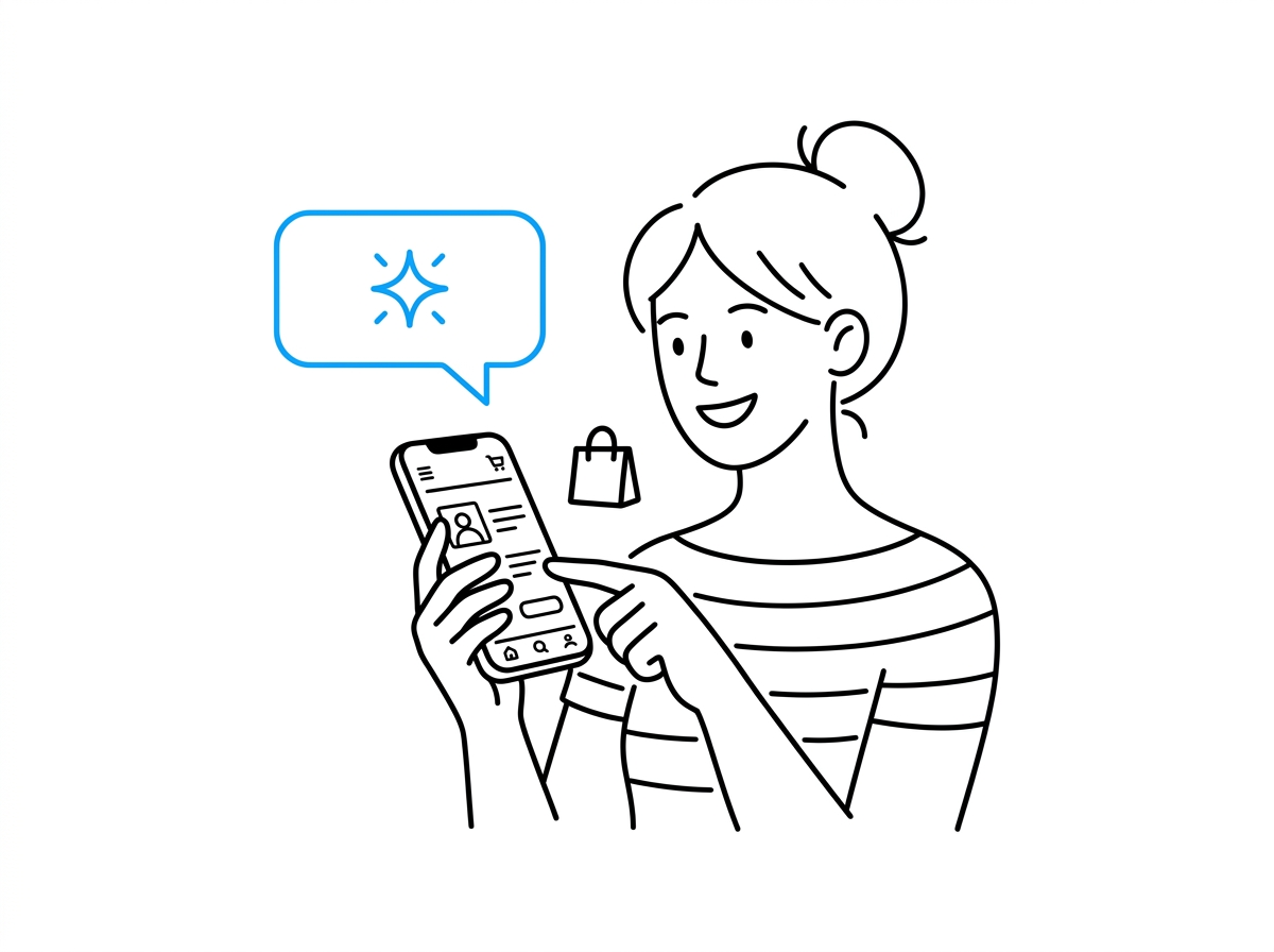 Shopper chatting with an AI shopping assistant on a smartphone