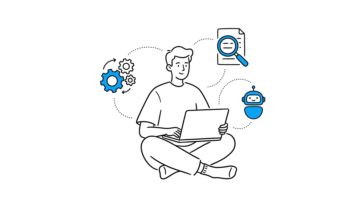 Founder using AI tools for research, automation, and an AI assistant