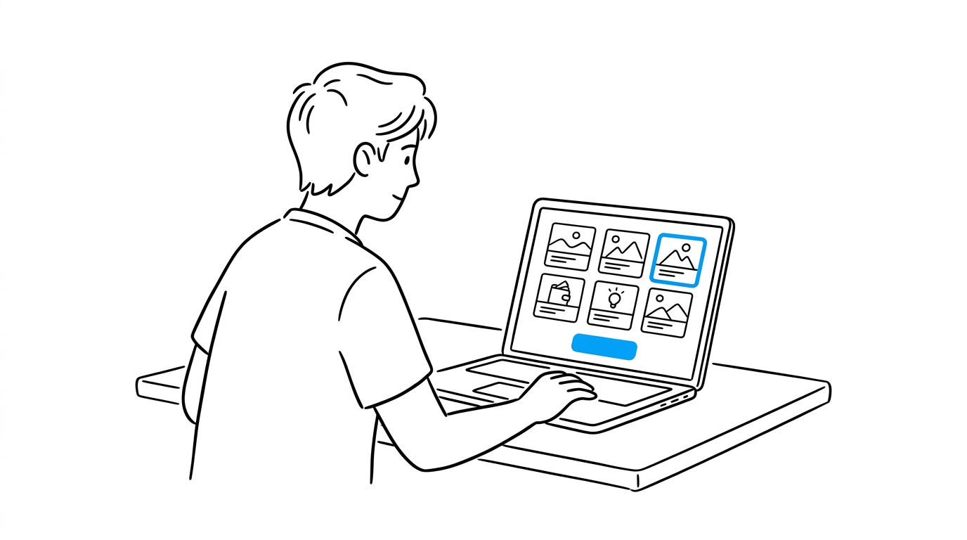 Marketer reviewing AI-generated ad creative variants before one-click publish