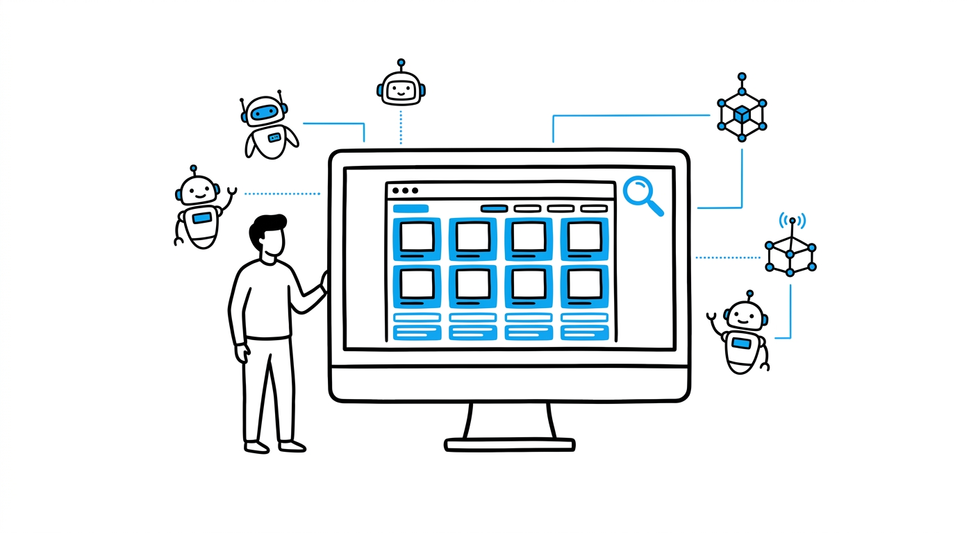 A person reviewing a website's structured data being read by AI agents and search engines