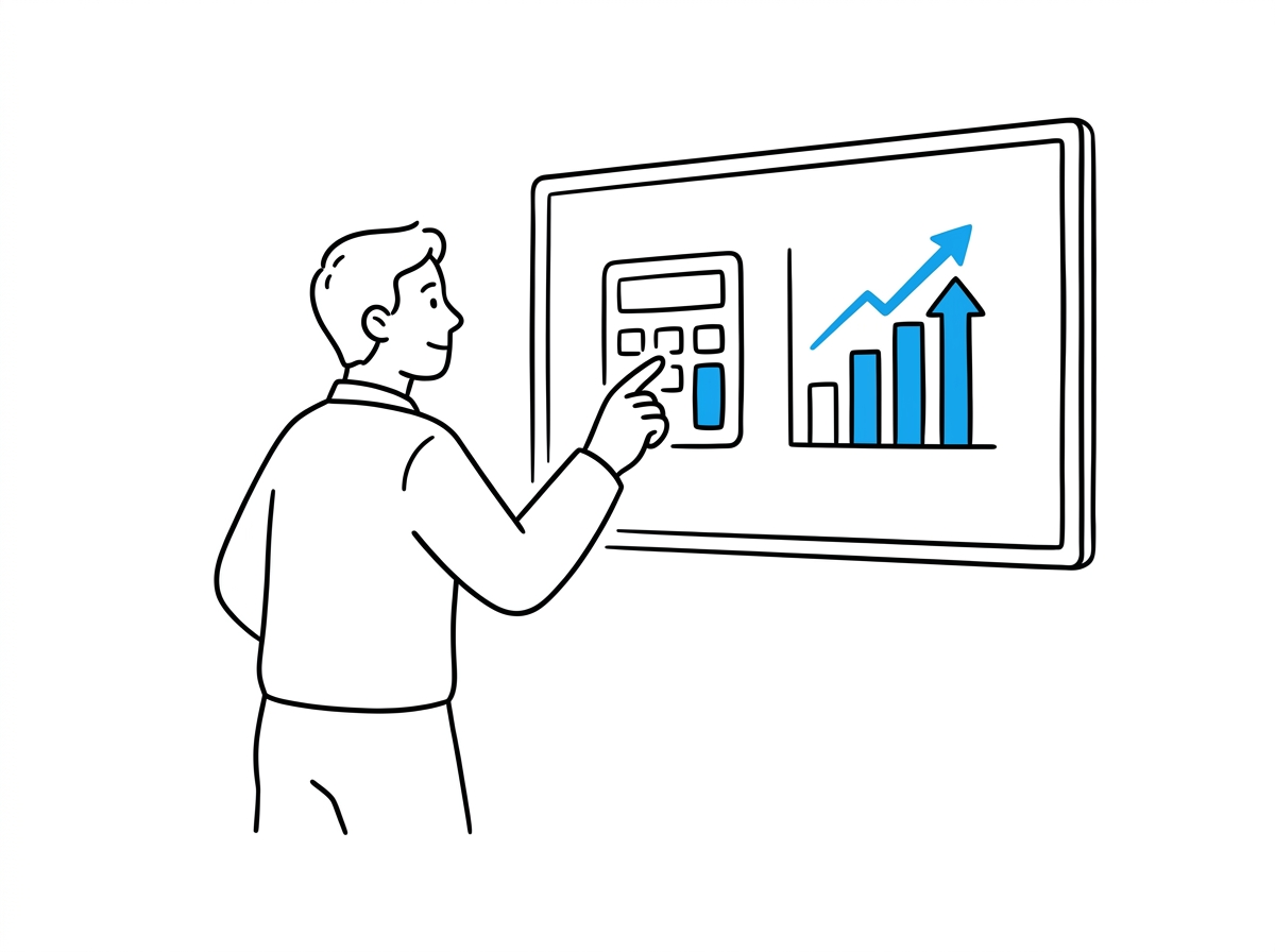Person comparing two pricing scenarios on a growth calculator dashboard